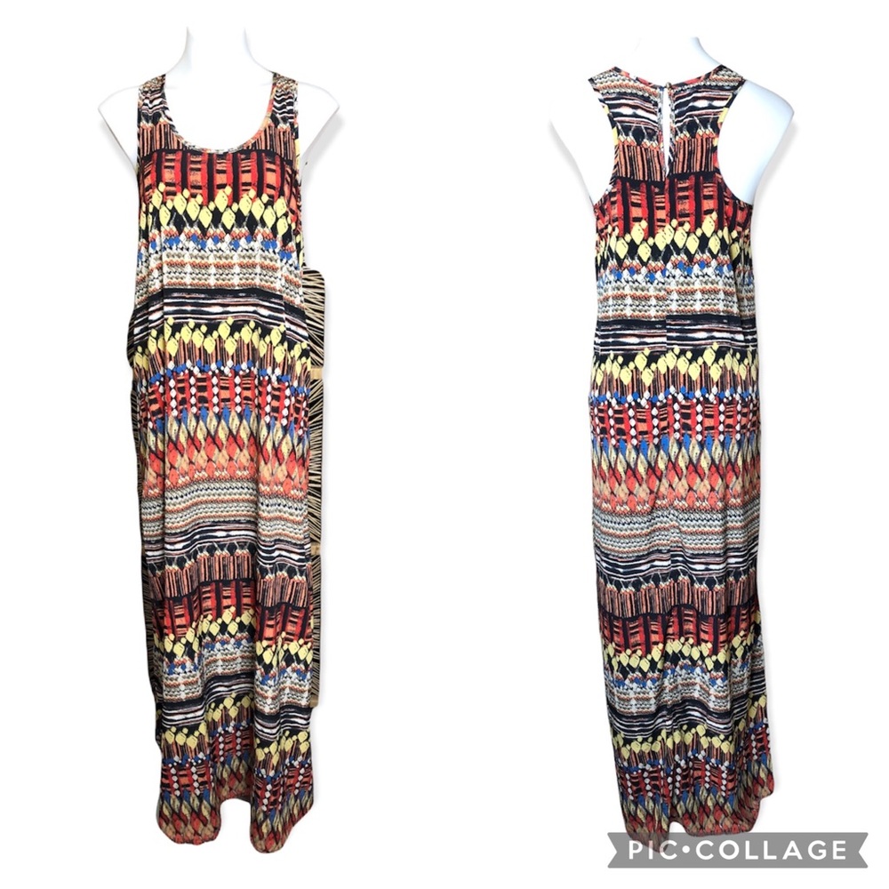 5/$25 ARK & CO Maxi Dress Tribal Print Sleeveless Multicolored Womens Medium